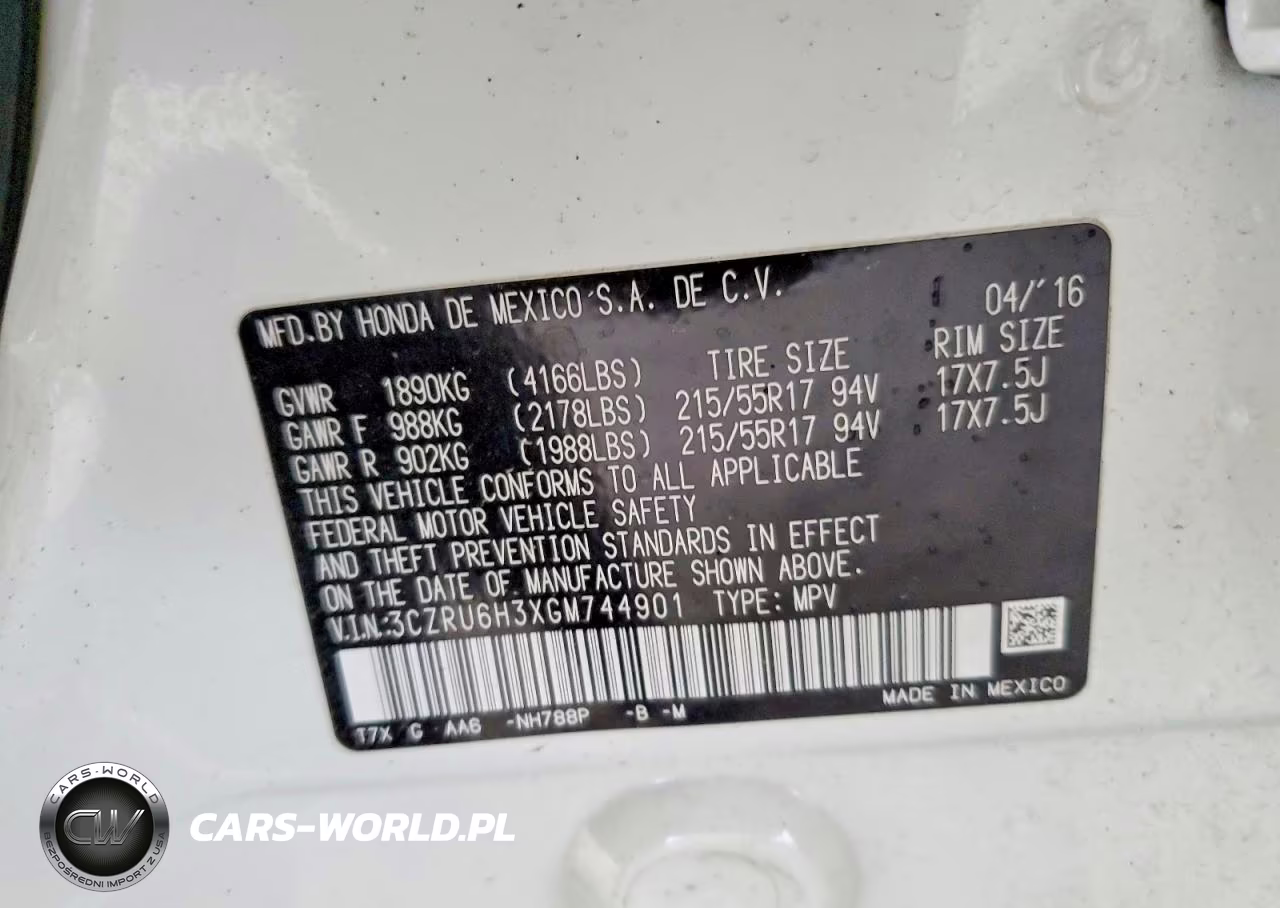 2016 Honda Hr-V Lx VIN:3CZRU6H3XGM744901 - 13