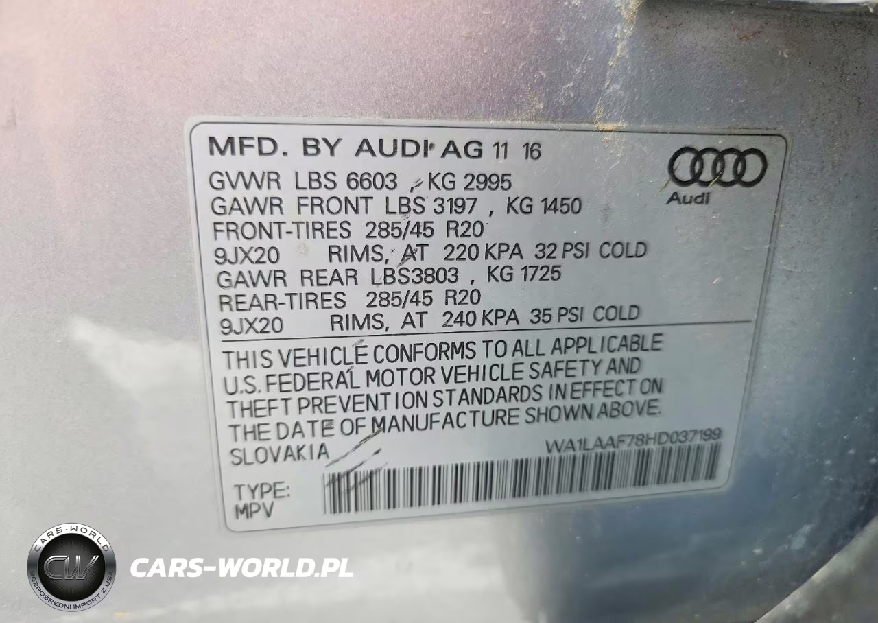 2017 Audi Q7 Premium Plus VIN:WA1LAAF78HD037199 - 13