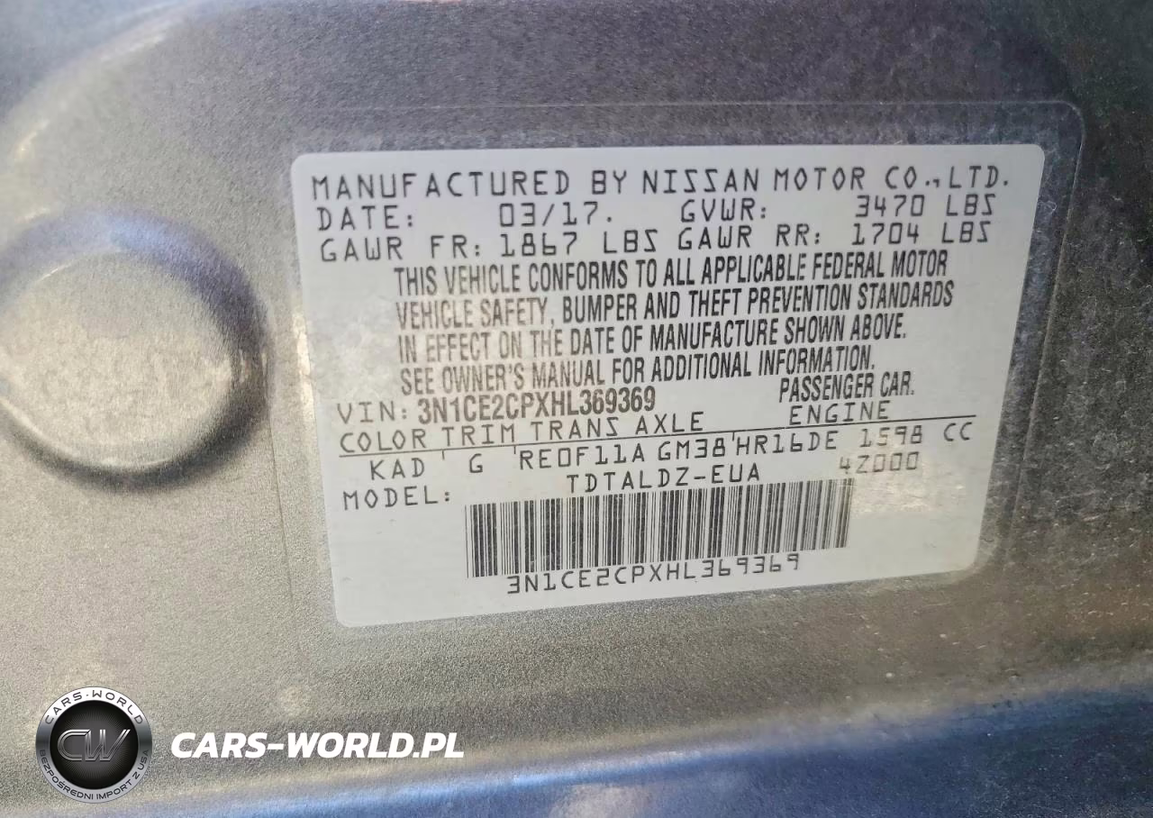 2017 Nissan Versa Note Sv VIN:3N1CE2CPXHL369369 - 13