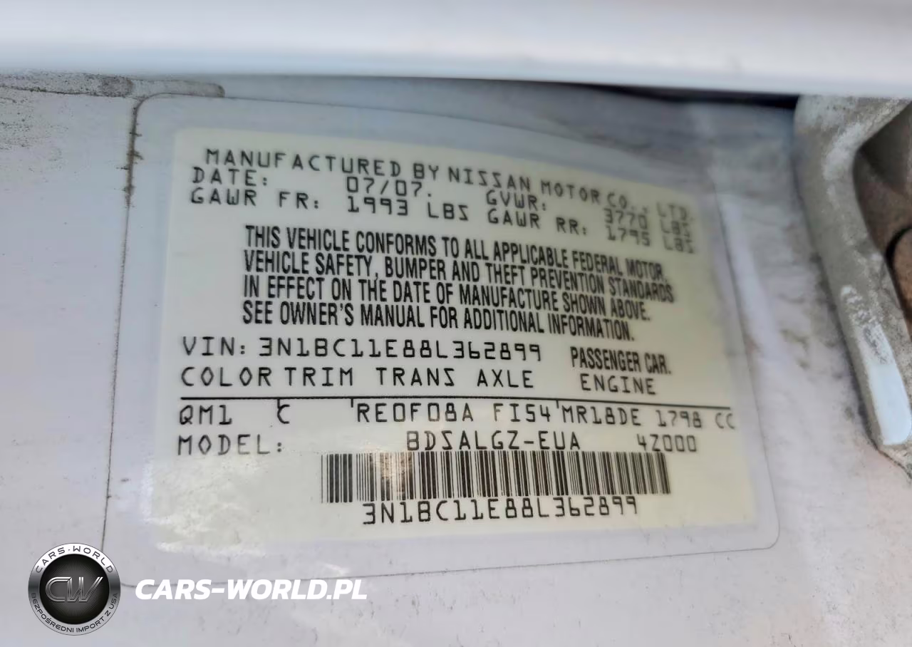 2008 Nissan Versa 1.8 S VIN:3N1BC11E88L362899 - 12