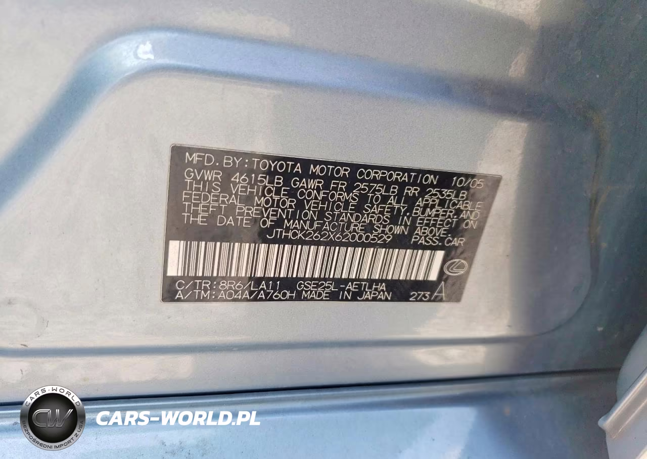 2006 Lexus Is 250 VIN:JTHCK262X62000529 - 12