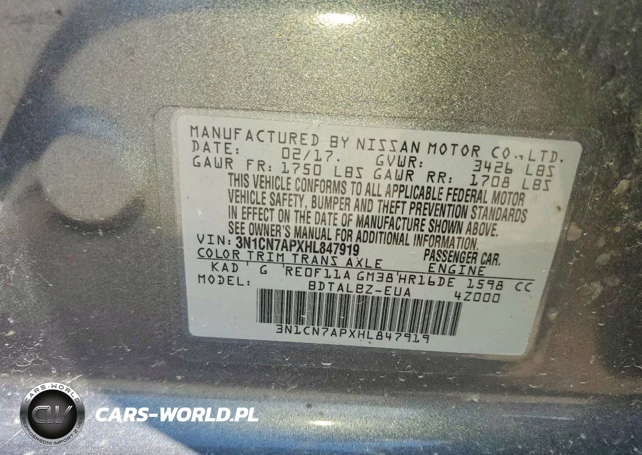 2017 Nissan Versa 1.6 Sv VIN:3N1CN7APXHL847919 - 12