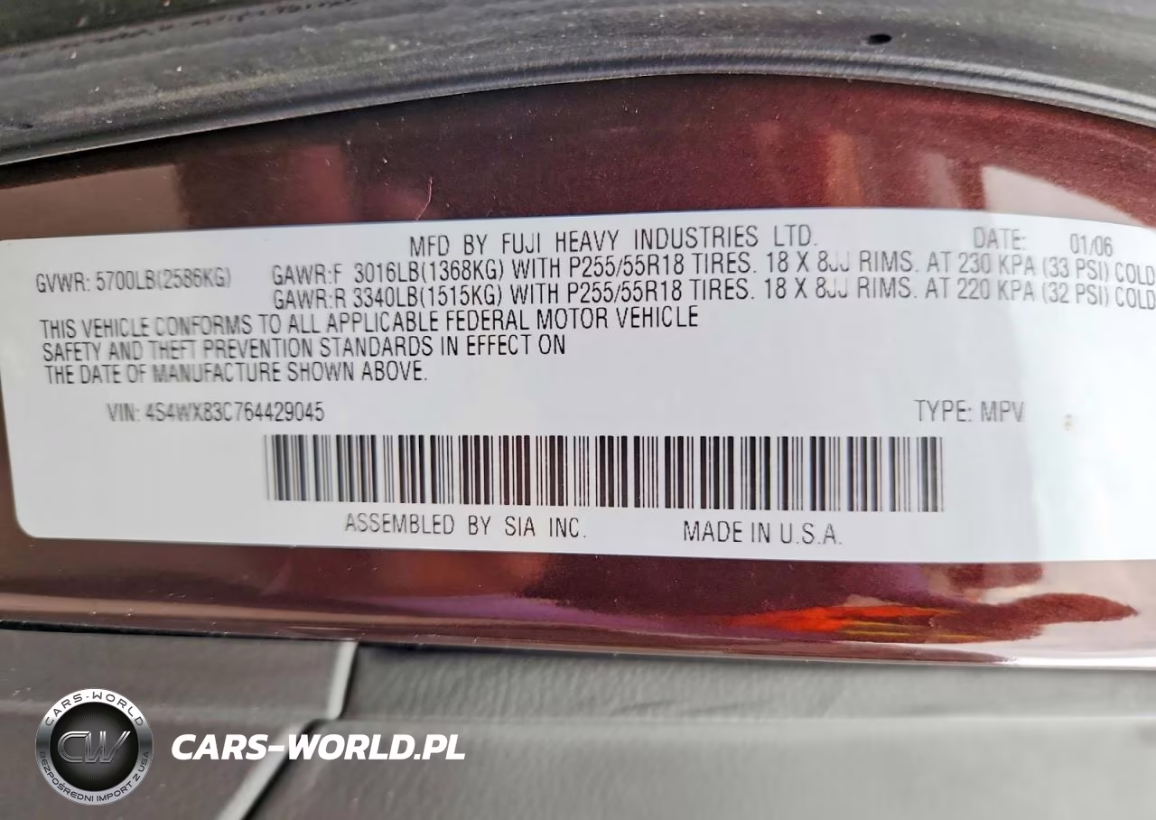 2006 Subaru B9 Tribeca 3.0 H6 VIN:4S4WX83C764429045 - 14