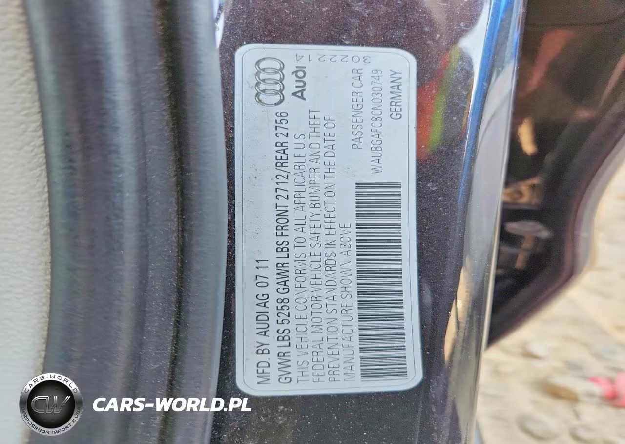 2012 Audi A6 VIN:WAUBGAFC8CN030749 - 12