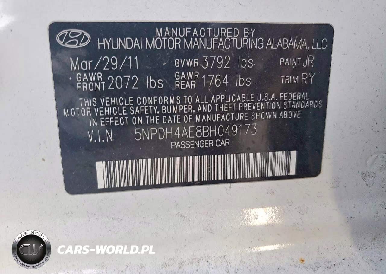 2011 Hyundai Elantra Limited VIN:5NPDH4AE8BH049173 - 12