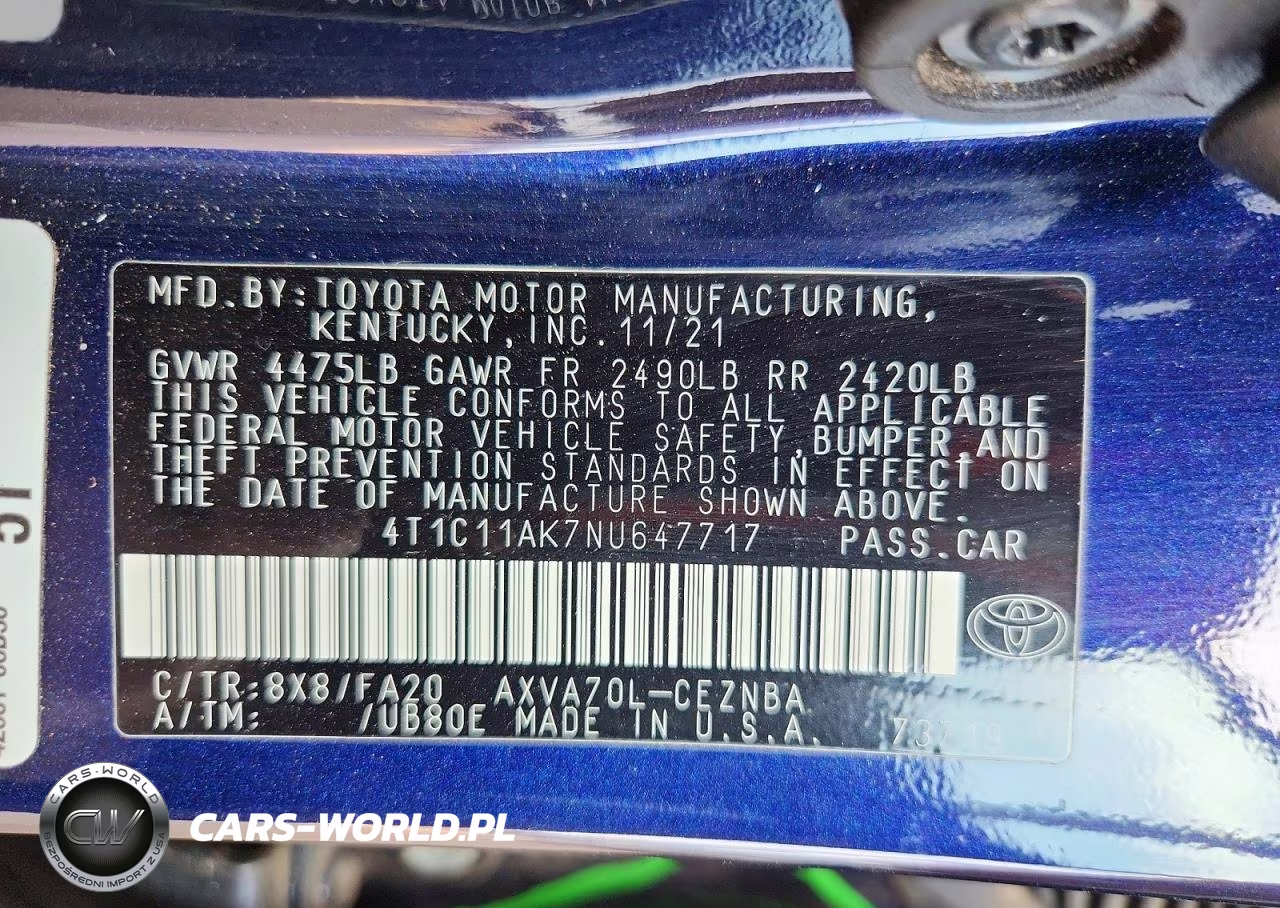 2022 Toyota Camry Le VIN:4T1C11AK7NU647717 - 13