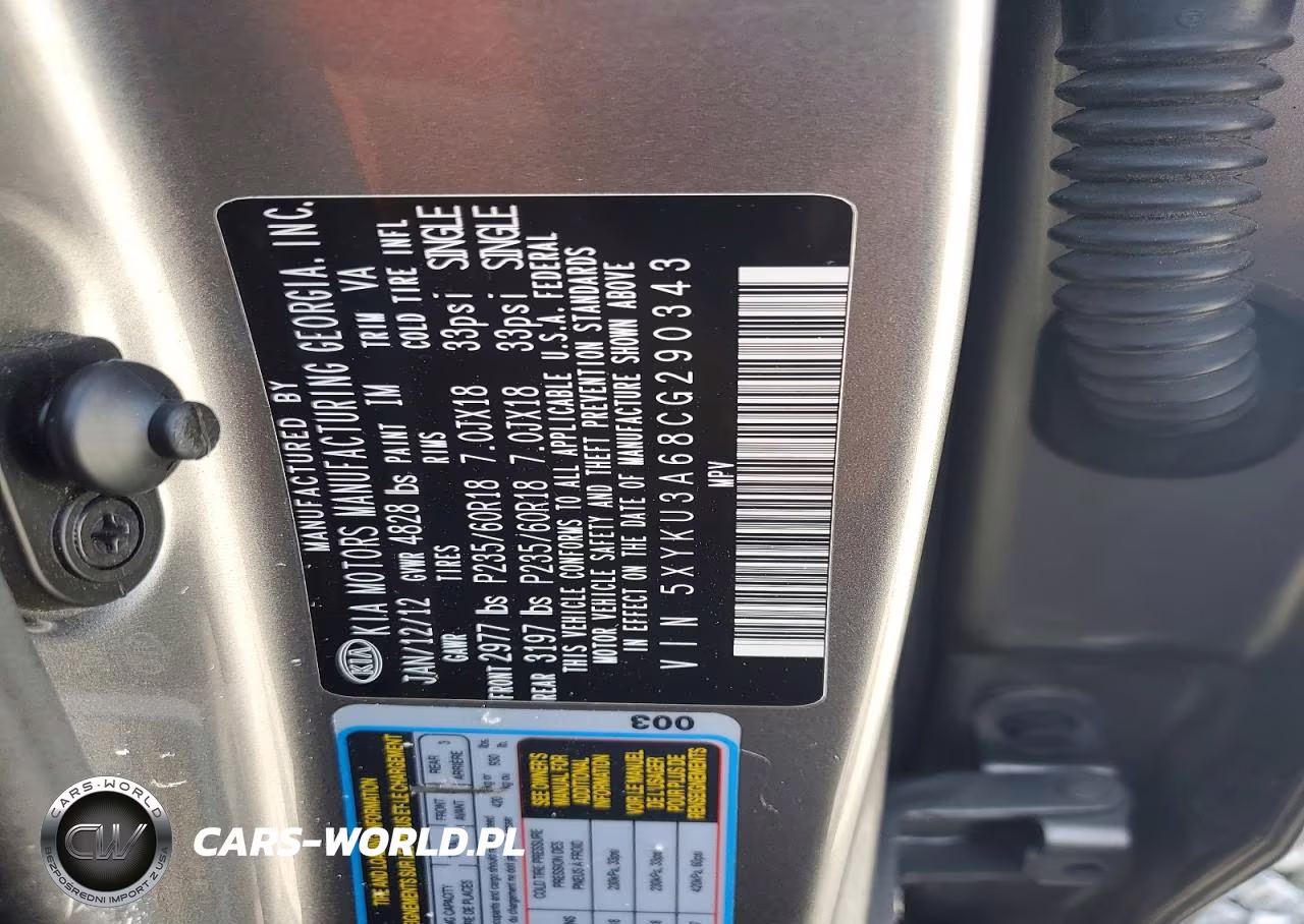 2012 Kia Sorento Ex VIN:5XYKU3A68CG290343 - 12