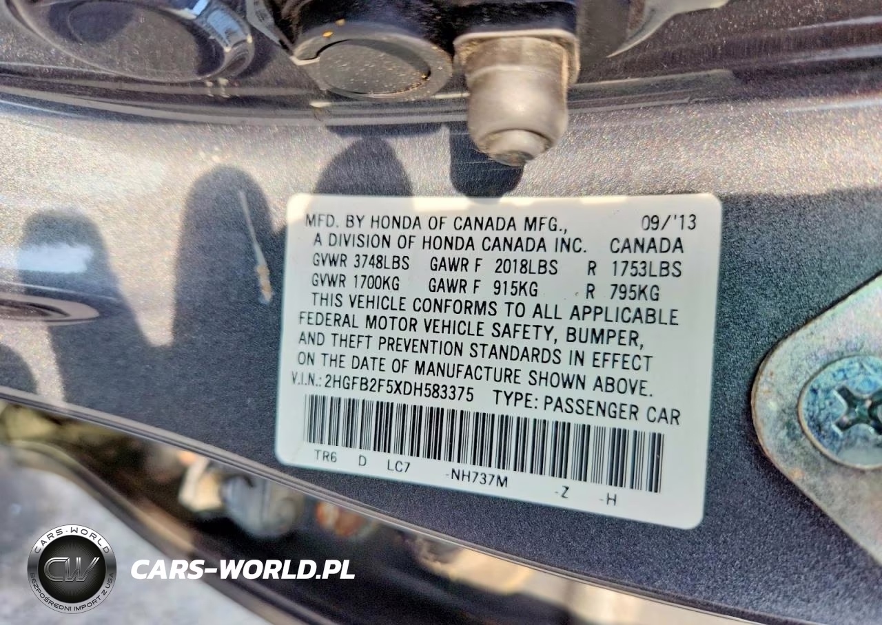 2013 Honda Civic Lx VIN:2HGFB2F5XDH583375 - 13