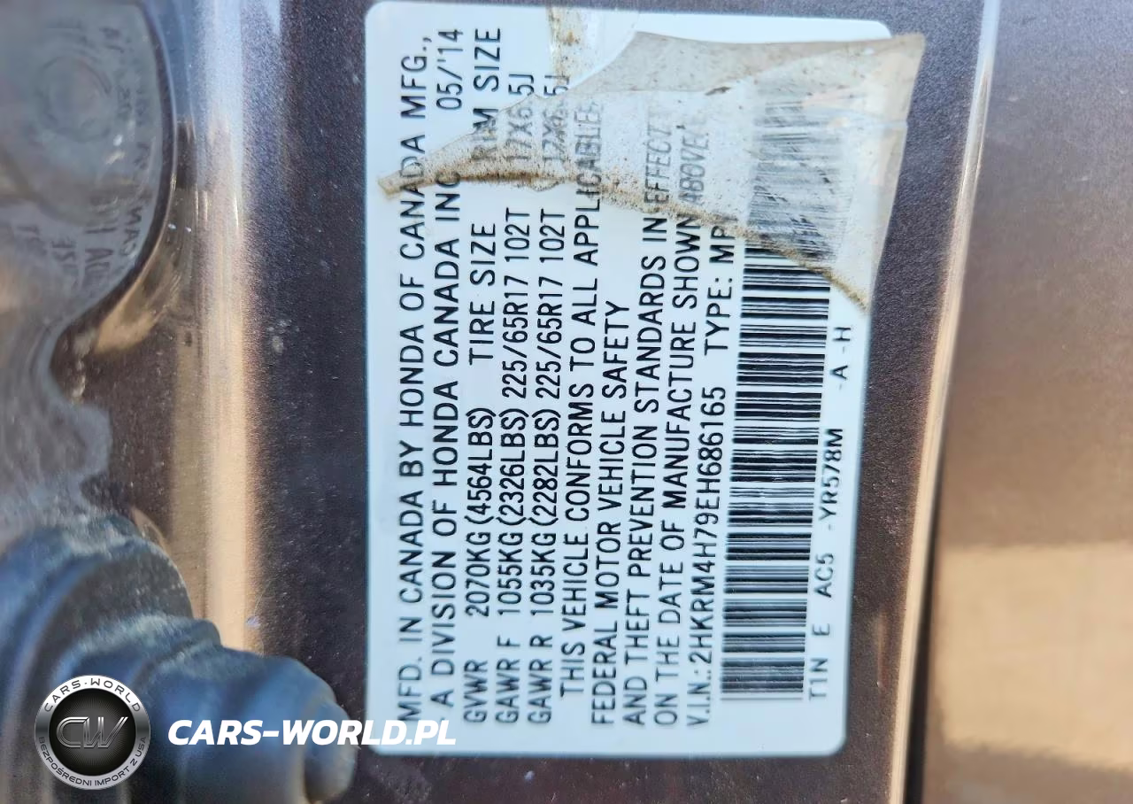 2014 Honda Cr-V Exl VIN:2HKRM4H79EH686165 - 12