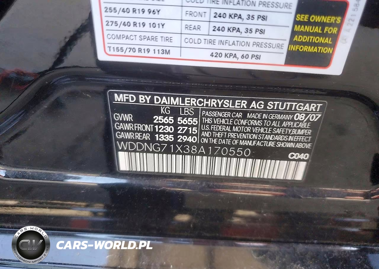 2008 Mercedes-Benz S 550 VIN:WDDNG71X38A170550 - 12