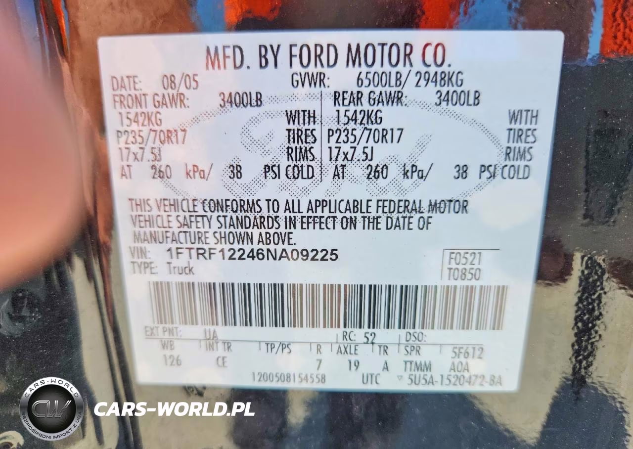 2006 Ford F150 VIN:1FTRF12246NA09225 - 12