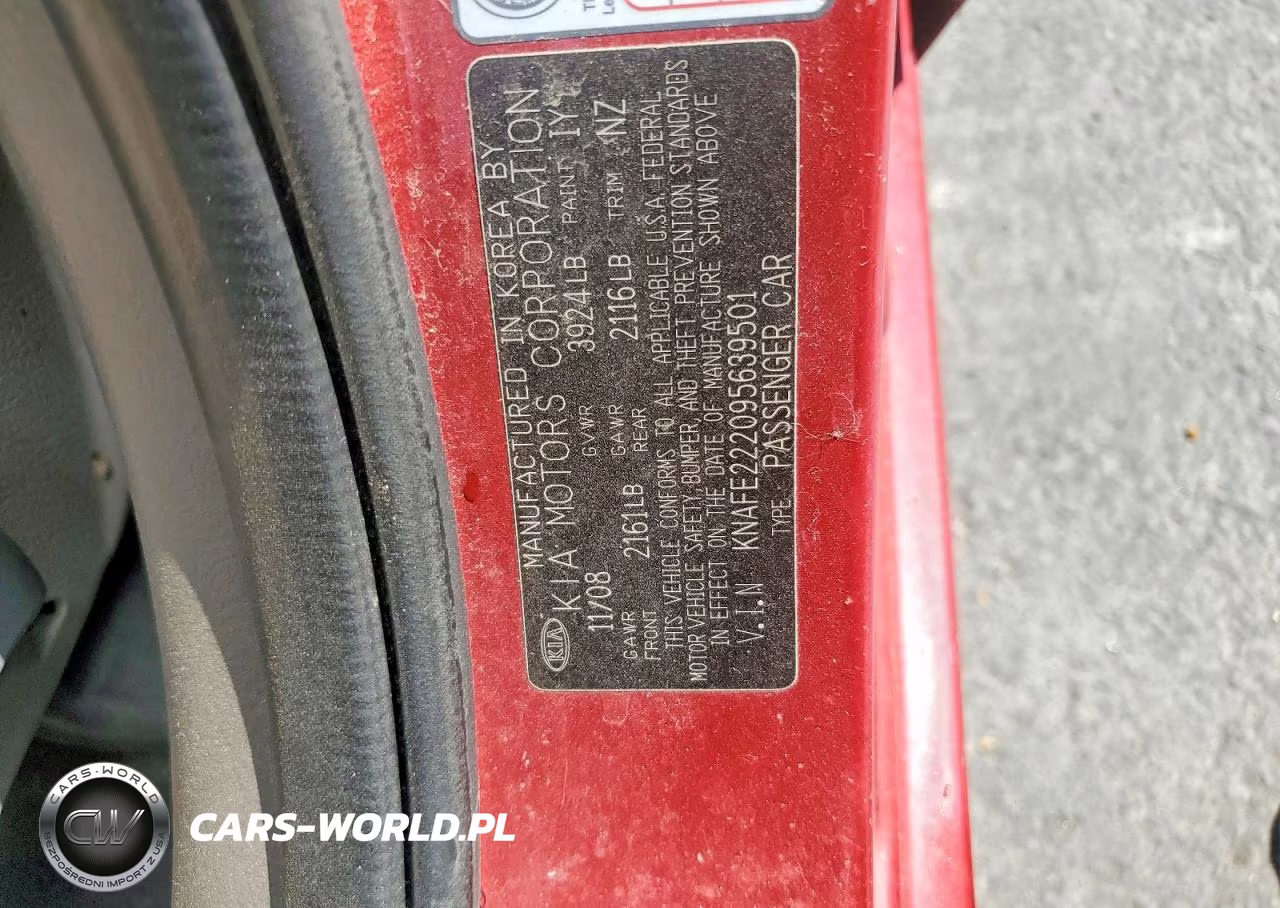 2009 Kia Spectra Lx VIN:KNAFE222095639501 - 12