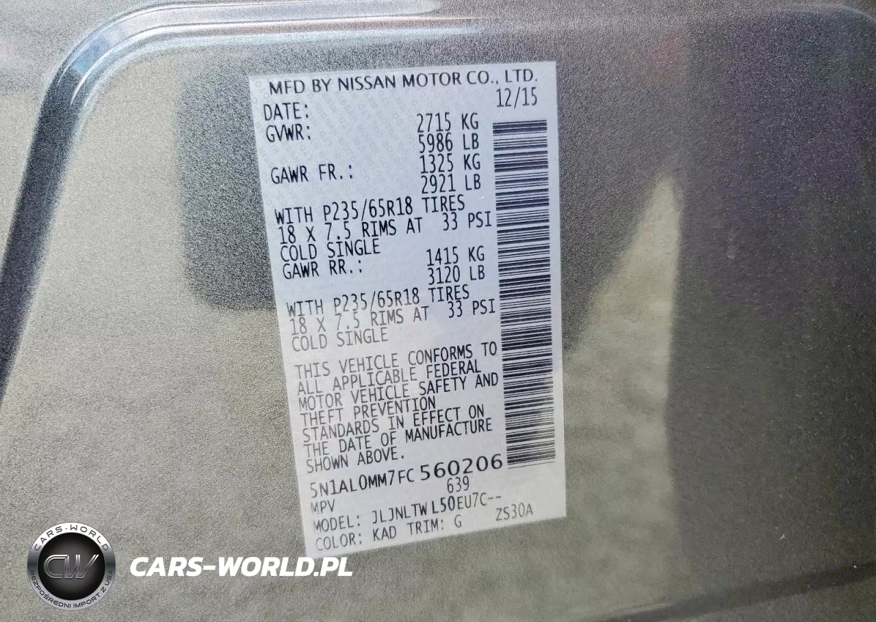 2015 Infiniti Qx60 Base VIN:5N1AL0MM7FC560206 - 13