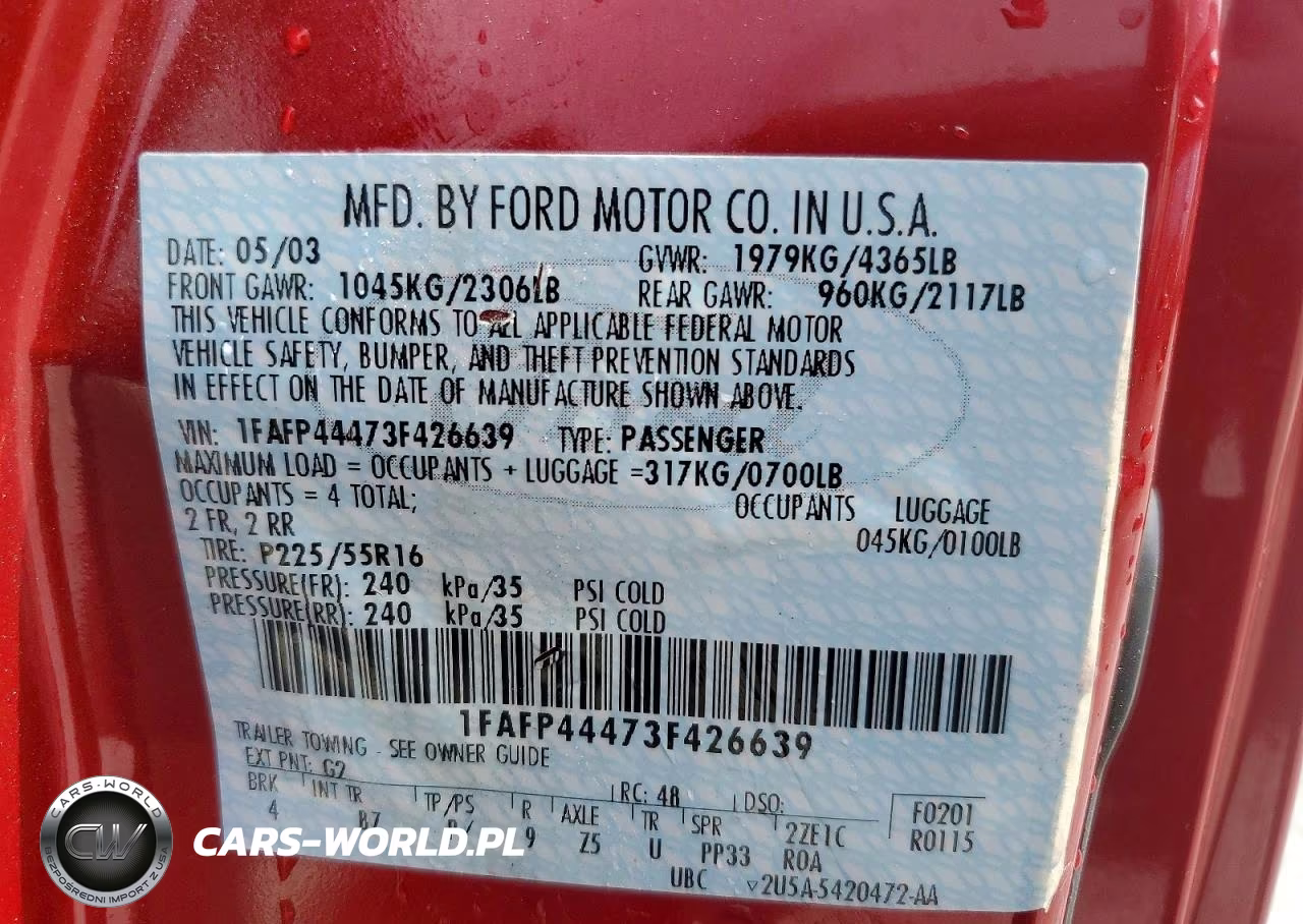 2003 Ford Mustang VIN:1FAFP44473F426639 - 13