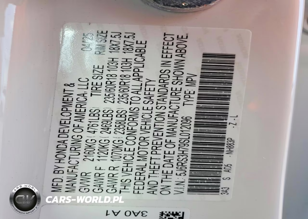 2025 Honda Cr-V Exl VIN:5J6RS3H79SL012096 - 13