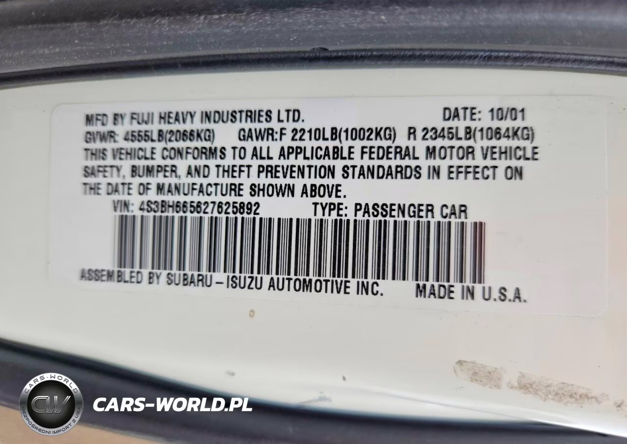 2002 Subaru Legacy Outback VIN:4S3BH665627625892 - 13