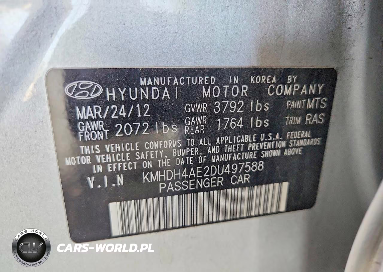 2013 Hyundai Elantra Gls VIN:KMHDH4AE2DU497588 - 13