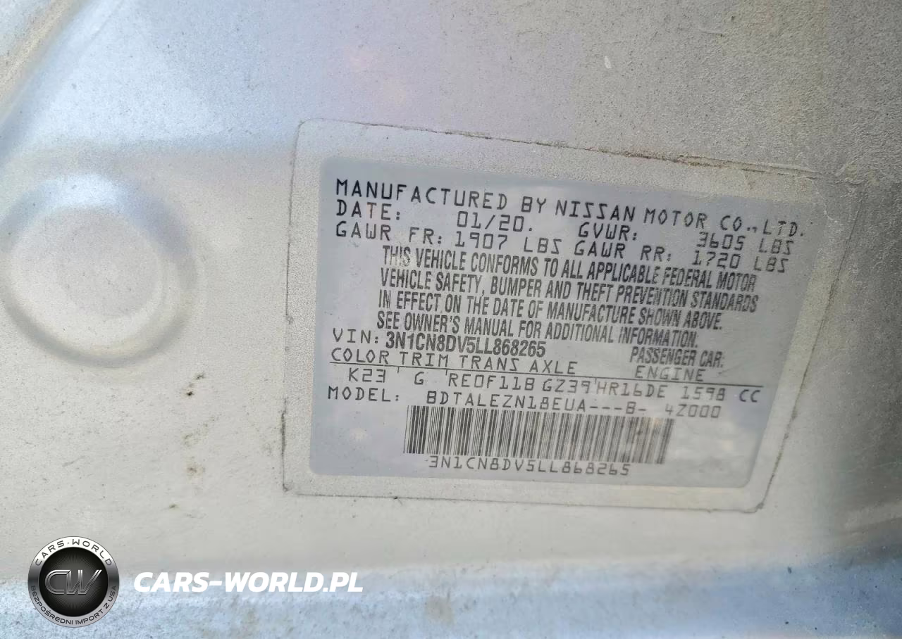2020 Nissan Versa S VIN:3N1CN8DV5LL868265 - 12