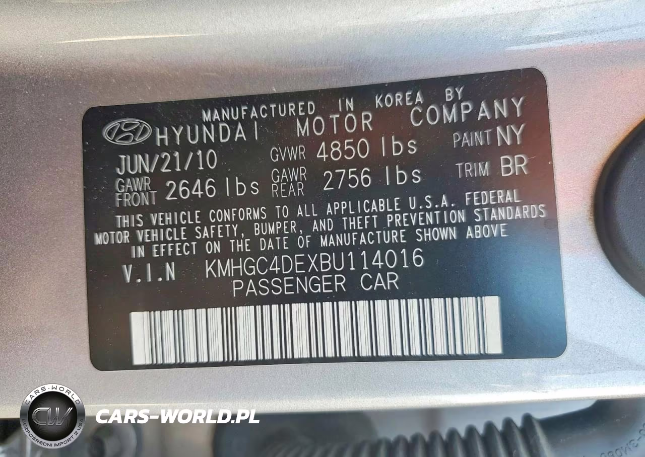 2011 Hyundai Genesis 3.8L VIN:KMHGC4DEXBU114016 - 12