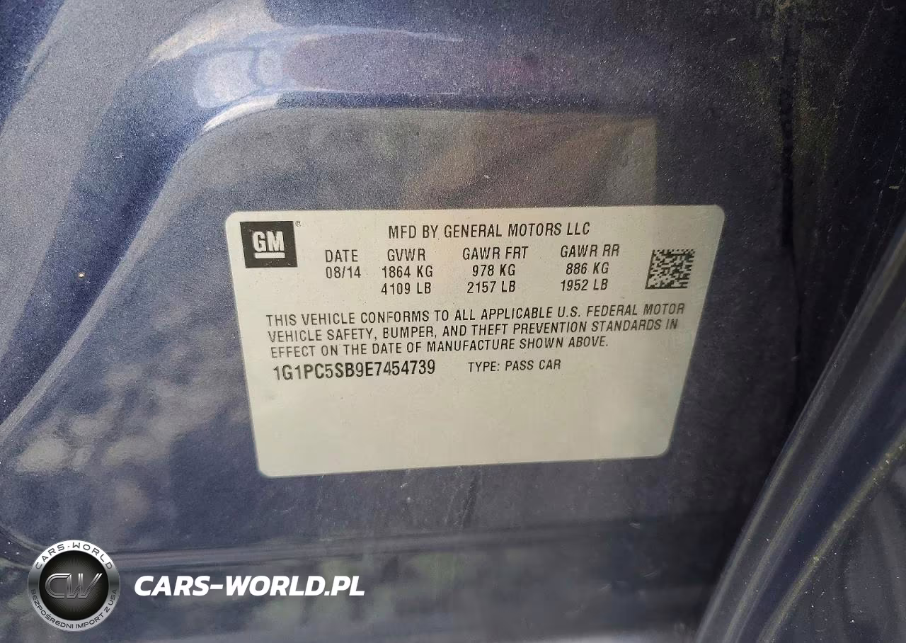 2014 Chevrolet Cruze Lt VIN:1G1PC5SB9E7454739 - 12