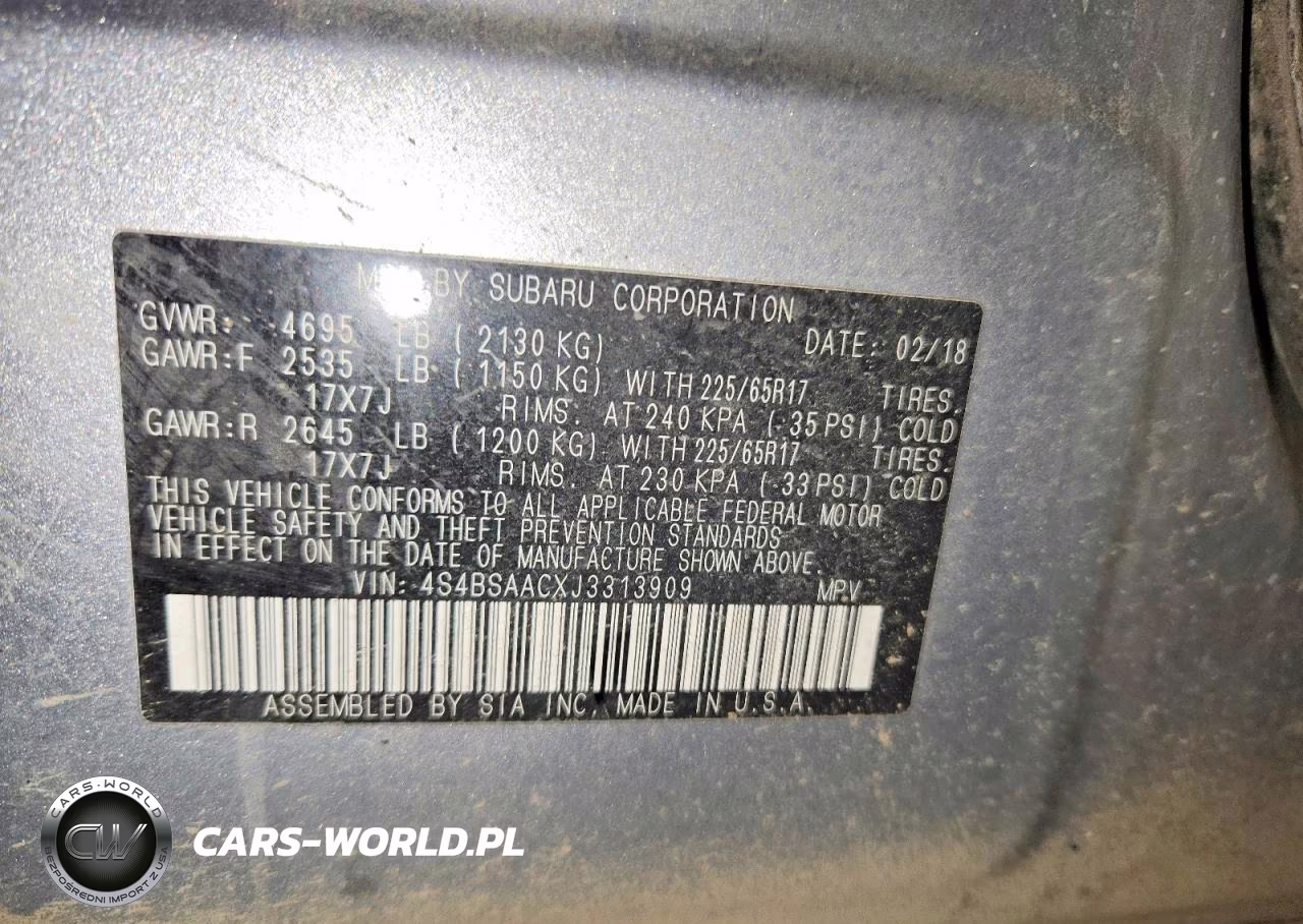 2018 Subaru Outback 2.5I VIN:4S4BSAACXJ3313909 - 12