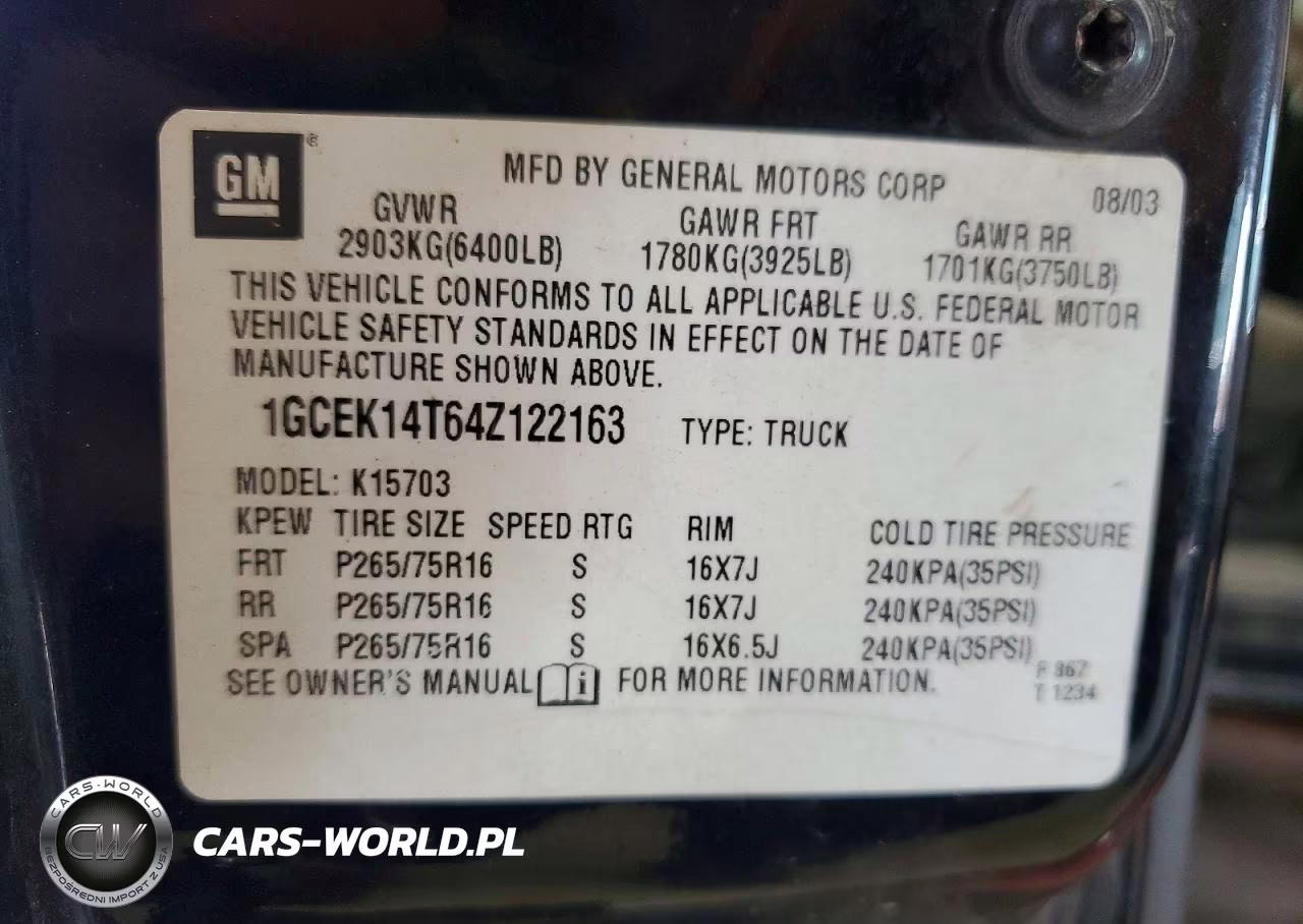 2004 Chevrolet Silverado K1500 VIN:1GCEK14T64Z122163 - 12