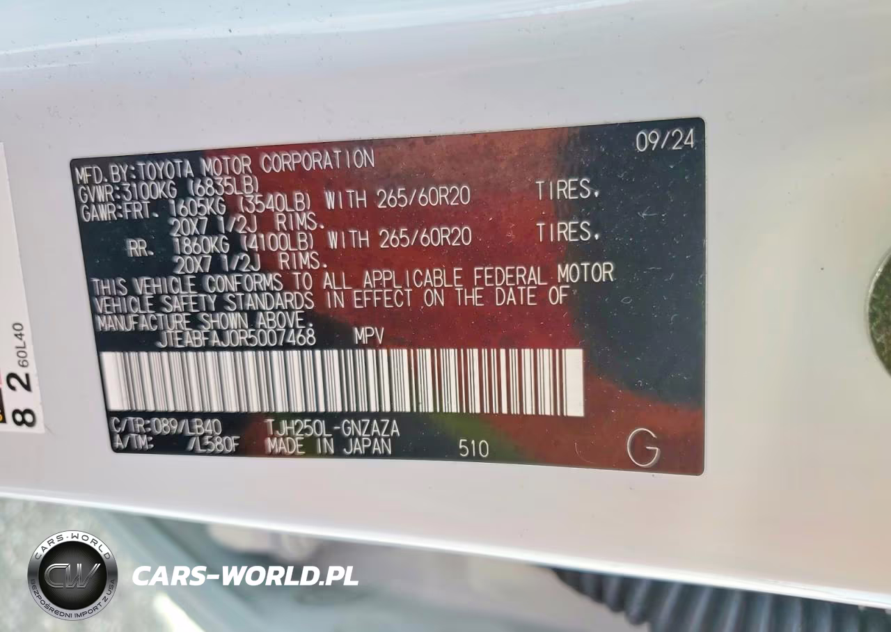 2024 Toyota Land Cruiser Base VIN:JTEABFAJ0R5007468 - 14
