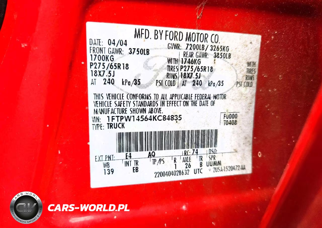 2004 Ford F150 Supercrew VIN:1FTPW14564KC84835 - 12