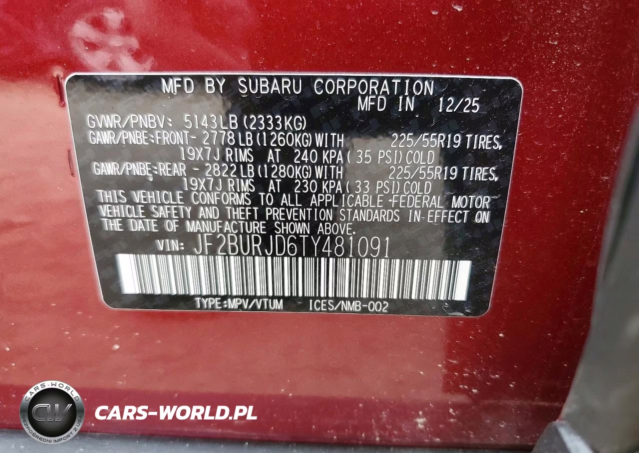 2026 Subaru Outback Touring Xt VIN:JF2BURJD6TY481091 - 13