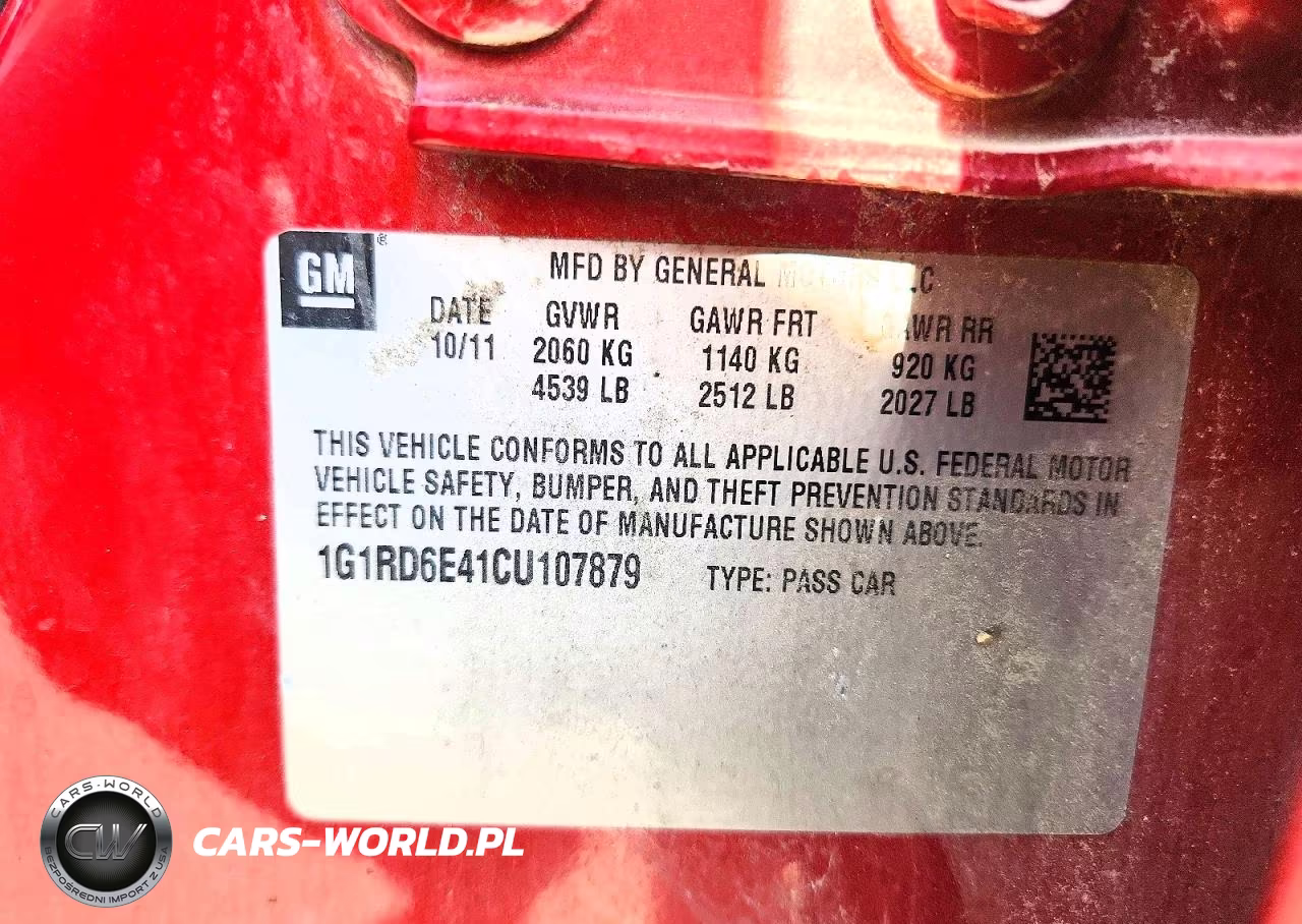 2012 Chevrolet Volt VIN:1G1RD6E41CU107879 - 12