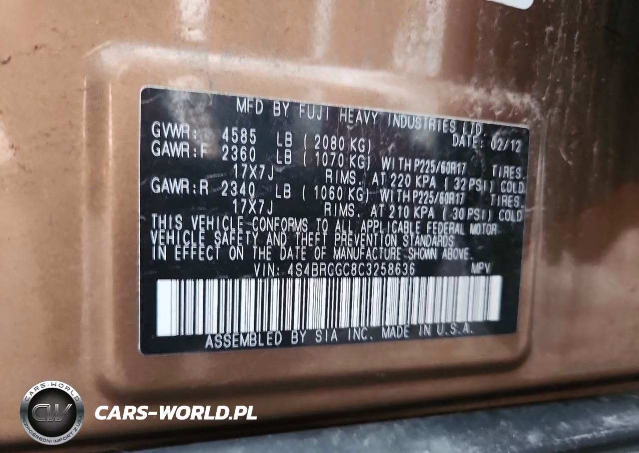 2012 Subaru Outback 2.5I Premium VIN:4S4BRCGC8C3258636 - 13