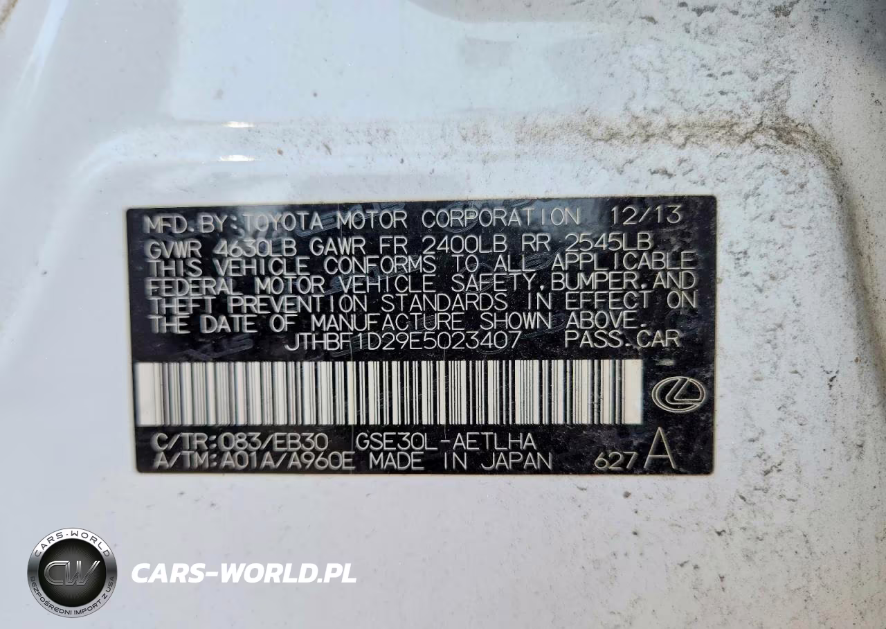 2014 Lexus Is 250 VIN:JTHBF1D29E5023407 - 13
