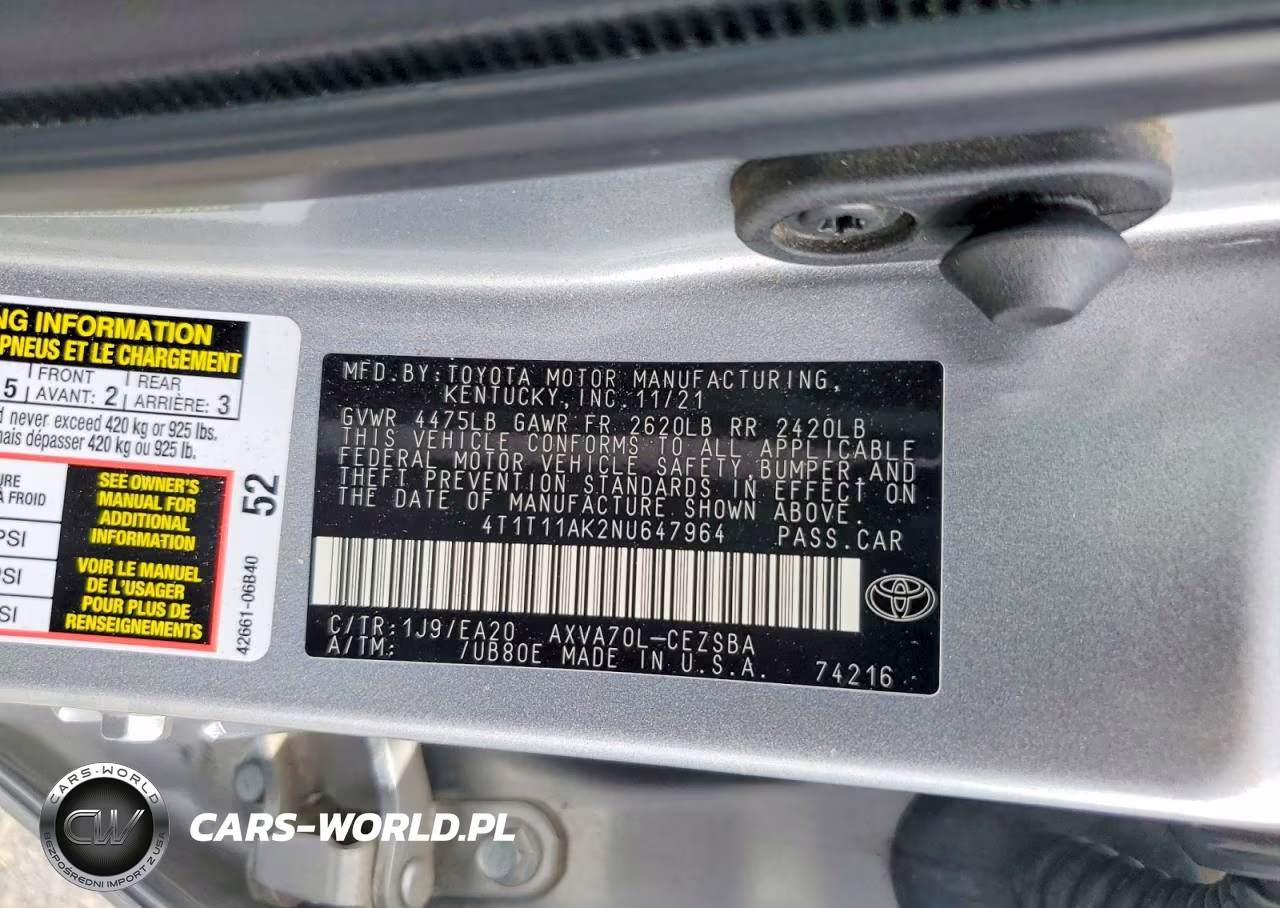 2022 Toyota Camry Se VIN:4T1T11AK2NU647964 - 12