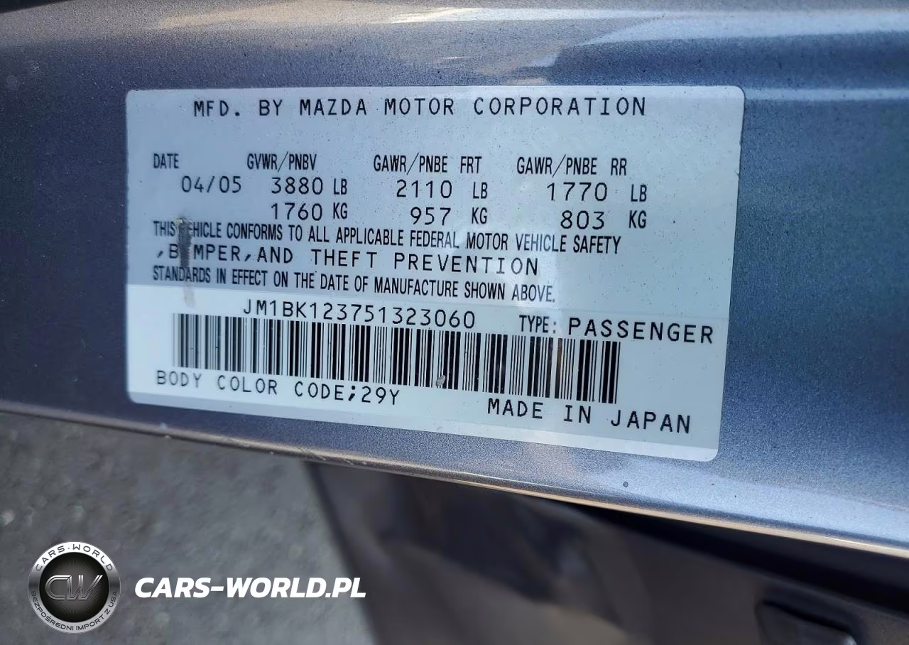 2005 Mazda 3 S VIN:JM1BK123751323060 - 12
