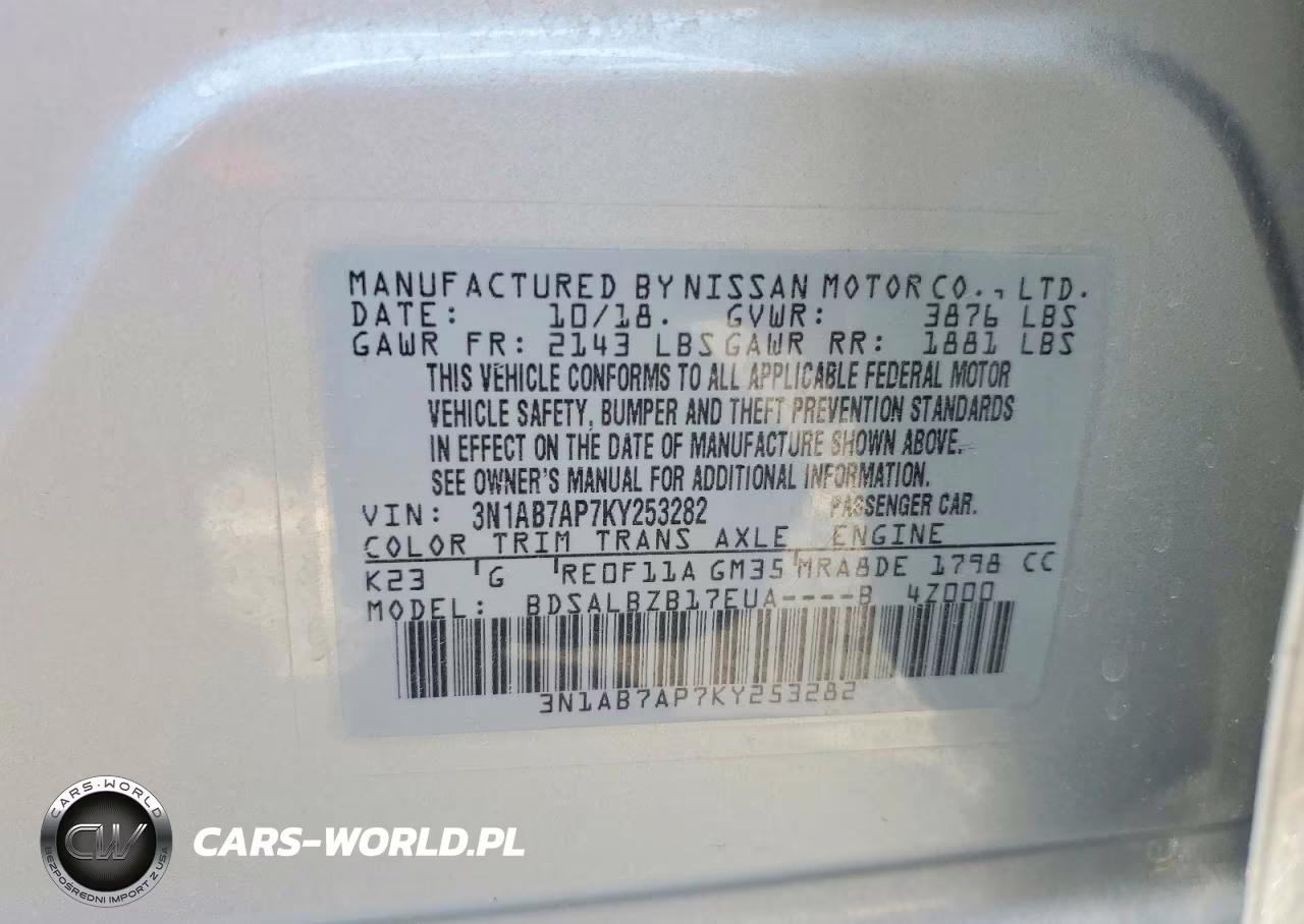 2019 Nissan Sentra S VIN:3N1AB7AP7KY253282 - 12
