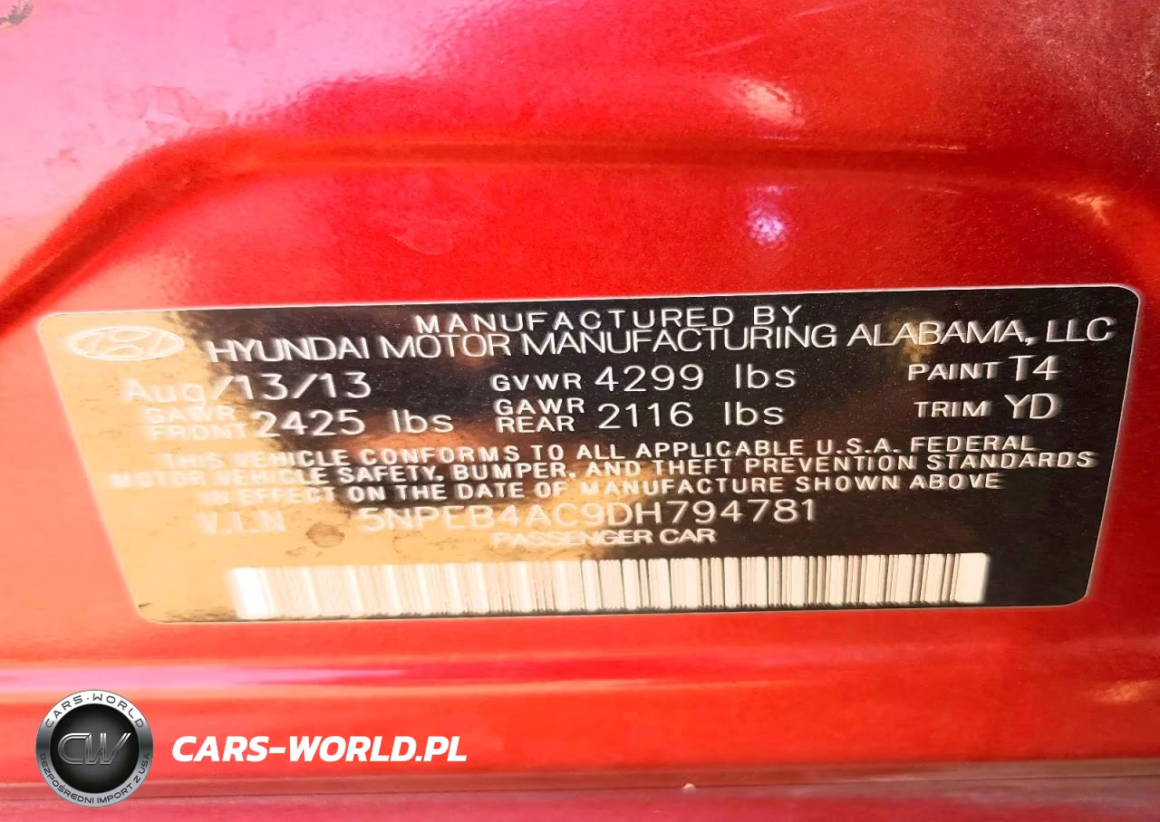2013 Hyundai Sonata Gls VIN:5NPEB4AC9DH794781 - 12