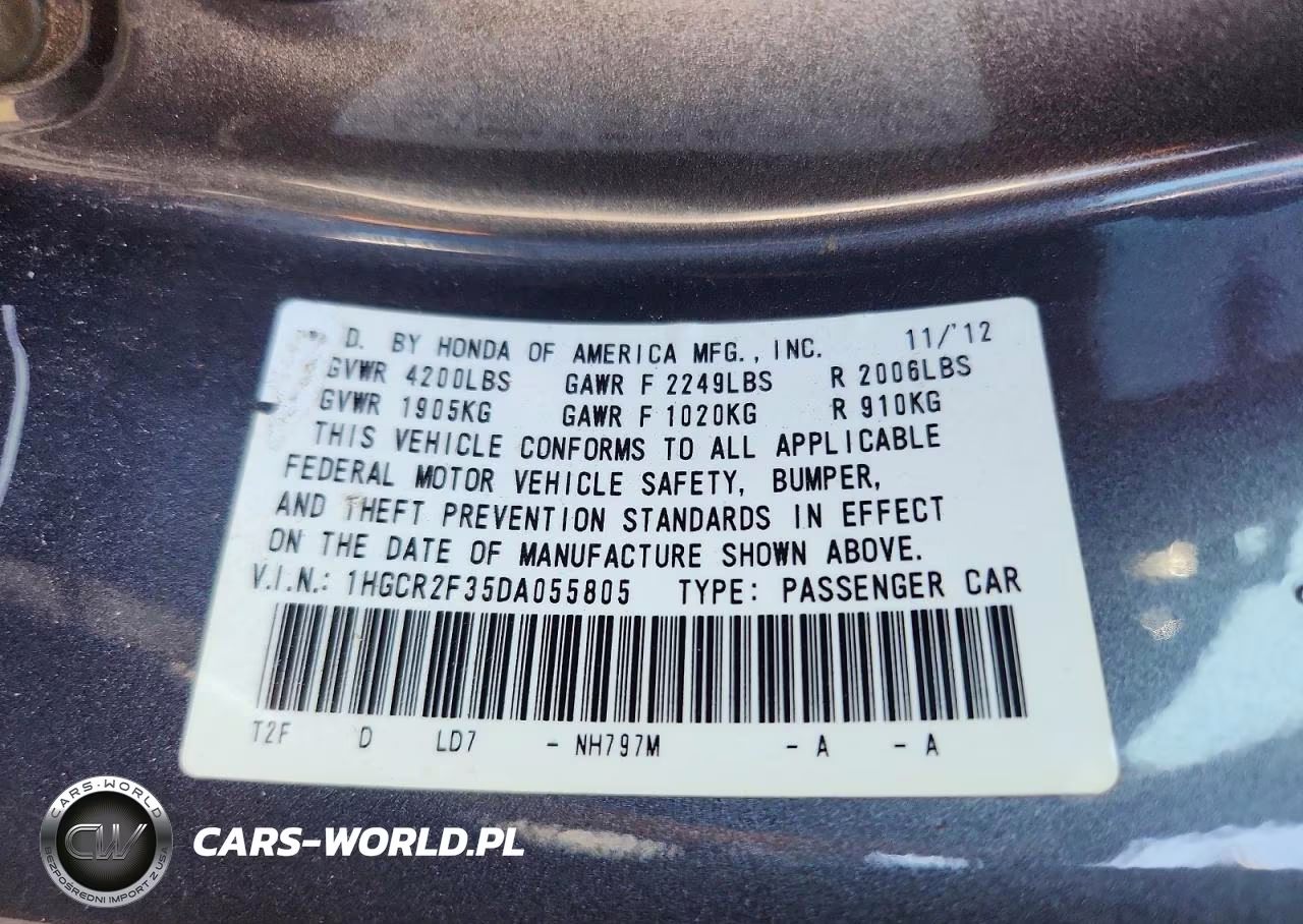 2013 Honda Accord Lx VIN:1HGCR2F35DA055805 - 12