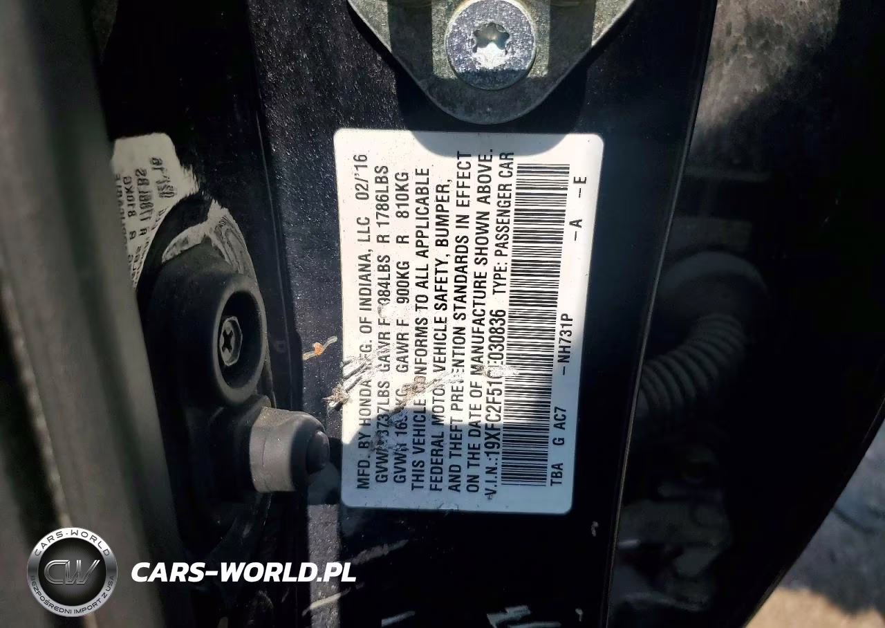 2016 Honda Civic Lx VIN:19XFC2F51GE030836 - 12