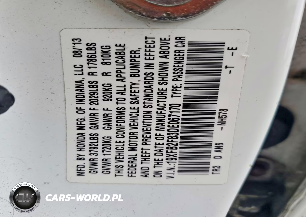 2013 Honda Civic Ex VIN:19XFB2F83DE067170 - 12