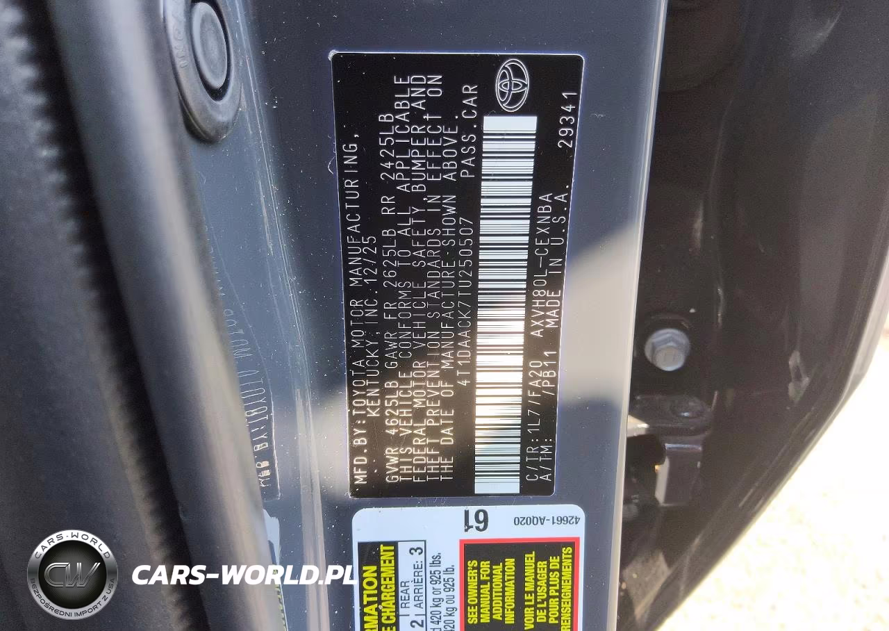 2026 Toyota Camry Le VIN:4T1DAACK7TU250507 - 13