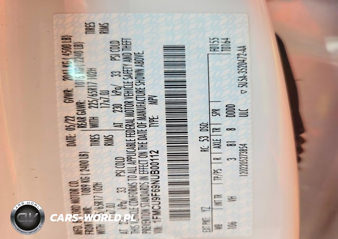 2022 Ford Escape S VIN:1FMCU9F69NUB00112 - 12
