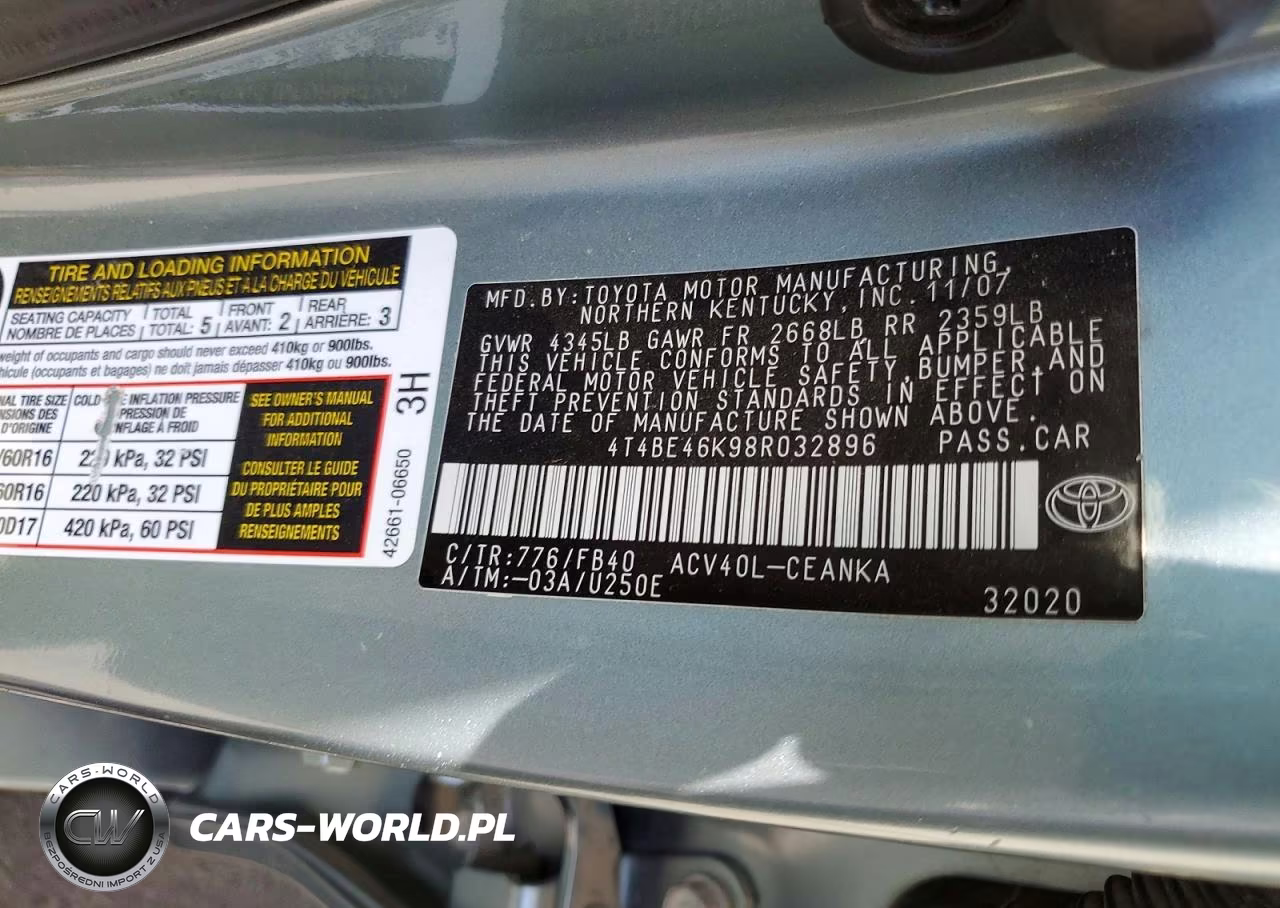 2008 Toyota Camry Le VIN:4T4BE46K98R032896 - 12
