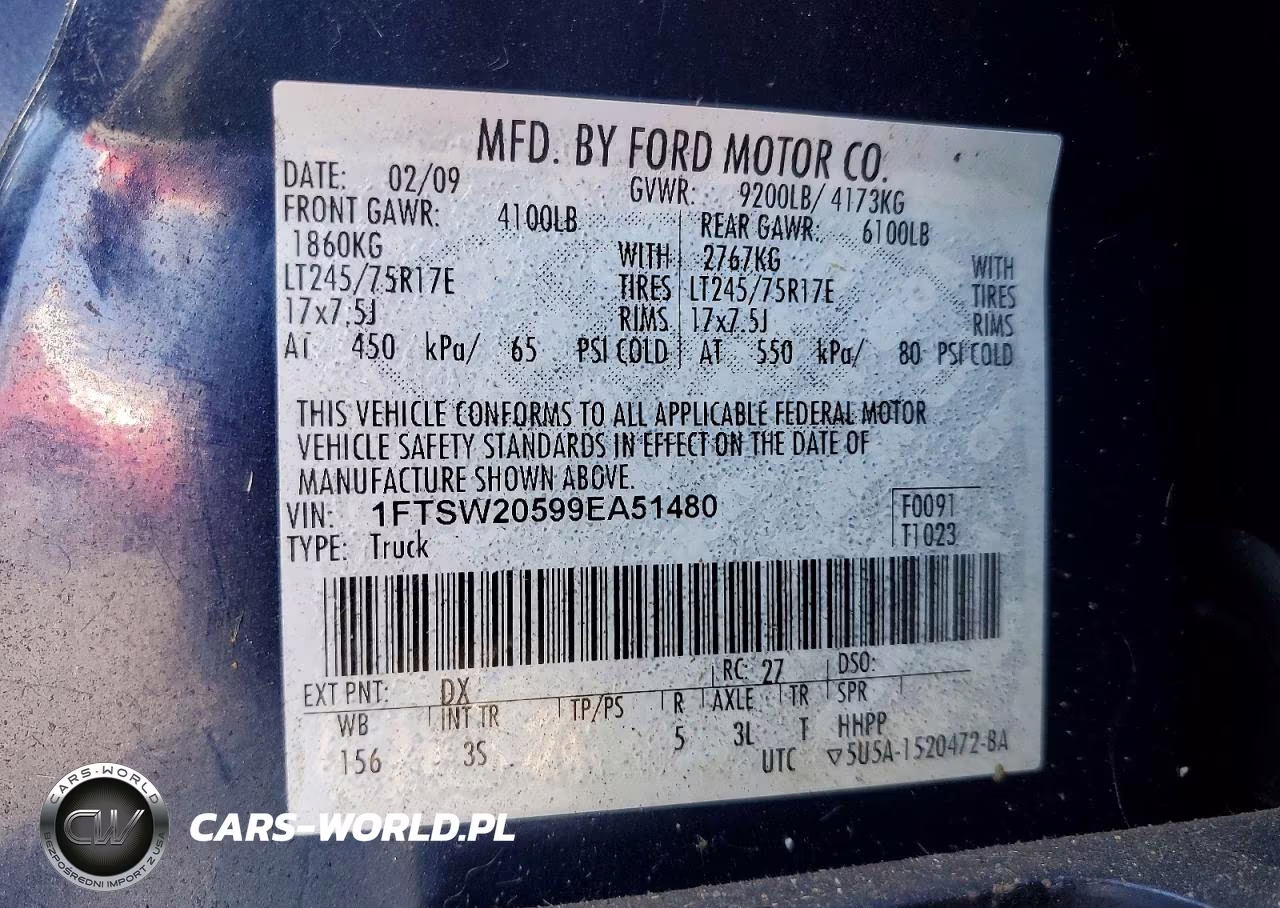 2009 Ford F250 Super Duty VIN:1FTSW20599EA51480 - 12