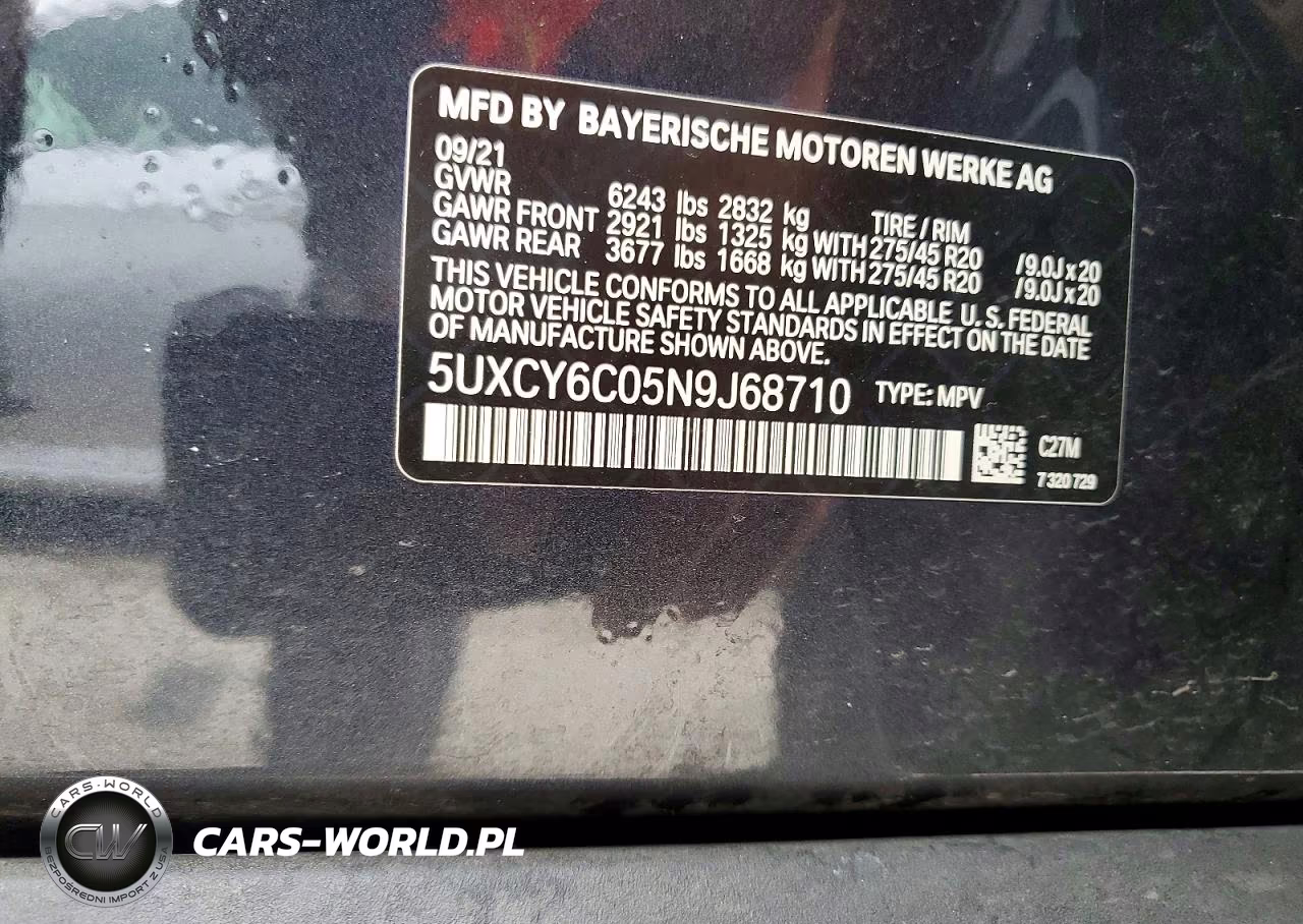 2022 BMW X6 xDrive40I VIN:5UXCY6C05N9J68710 - 13