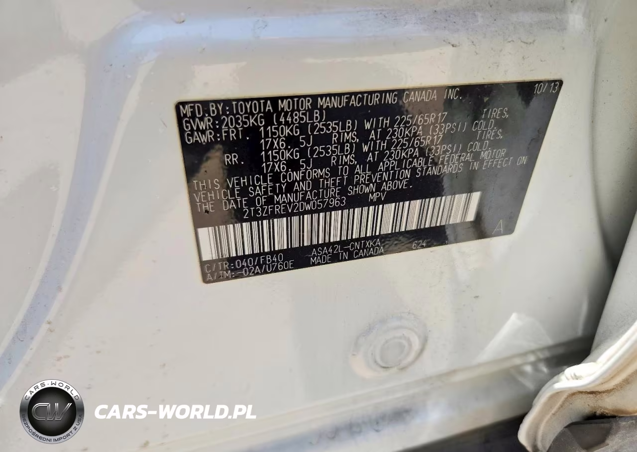 2013 Toyota Rav4 Le VIN:2T3ZFREV2DW057963 - 13