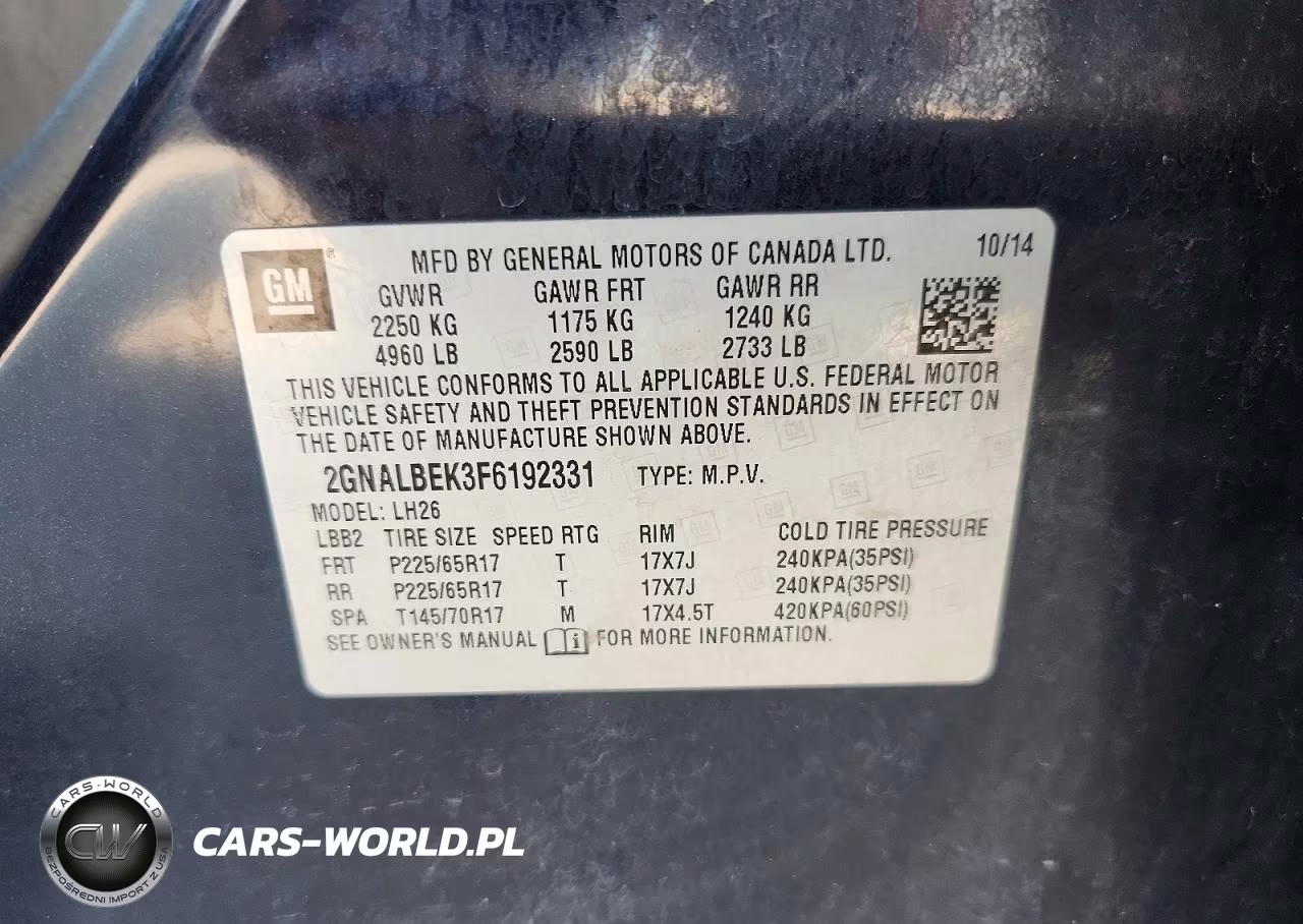 2015 Chevrolet Equinox Lt VIN:2GNALBEK3F6192331 - 13