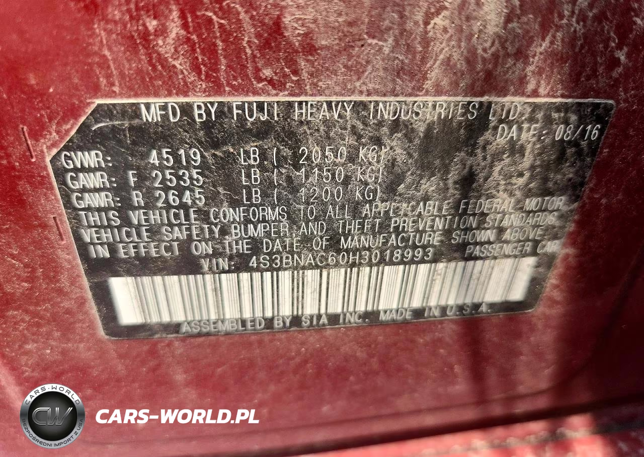 2017 Subaru Legacy 2.5I Premium VIN:4S3BNAC60H3018993 - 12