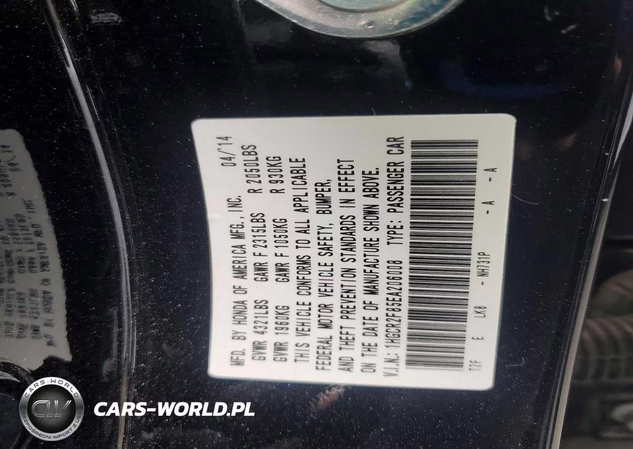 2014 Honda Accord Exl VIN:1HGCR2F85EA206008 - 13