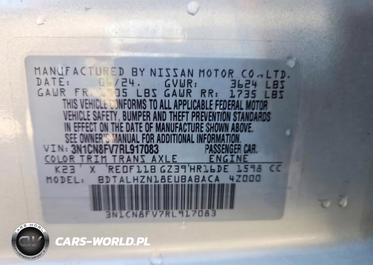 2024 Nissan Versa Sr VIN:3N1CN8FV7RL917083 - 13