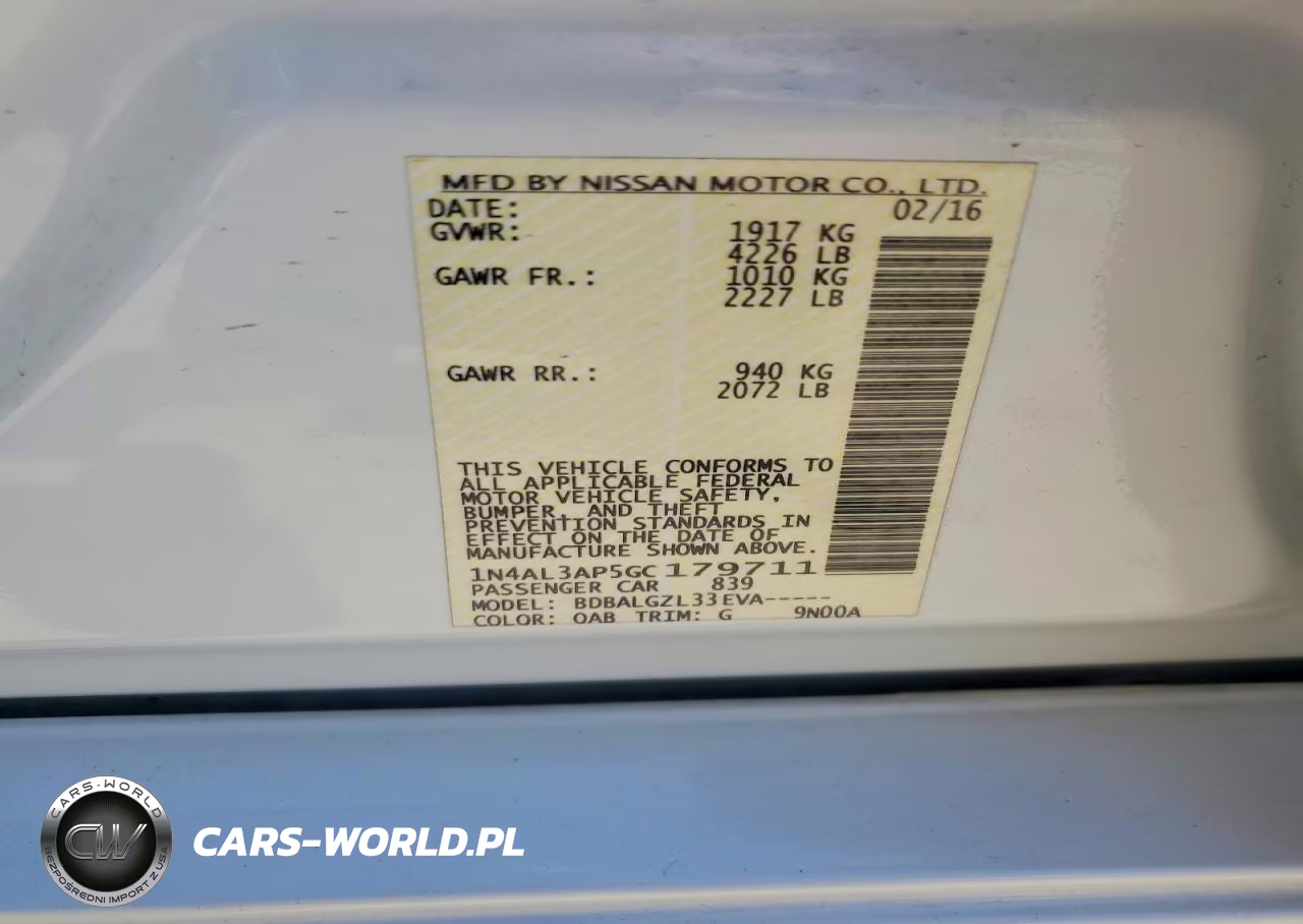 2016 Nissan Altima 2.5 S VIN:1N4AL3AP5GC179711 - 12